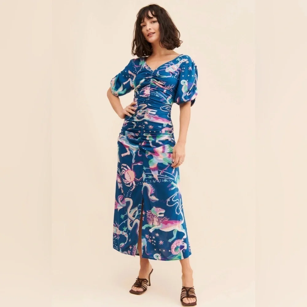 BANJANAN Skylar Ruched Dress / Size Small / - Picture 1 of 11
